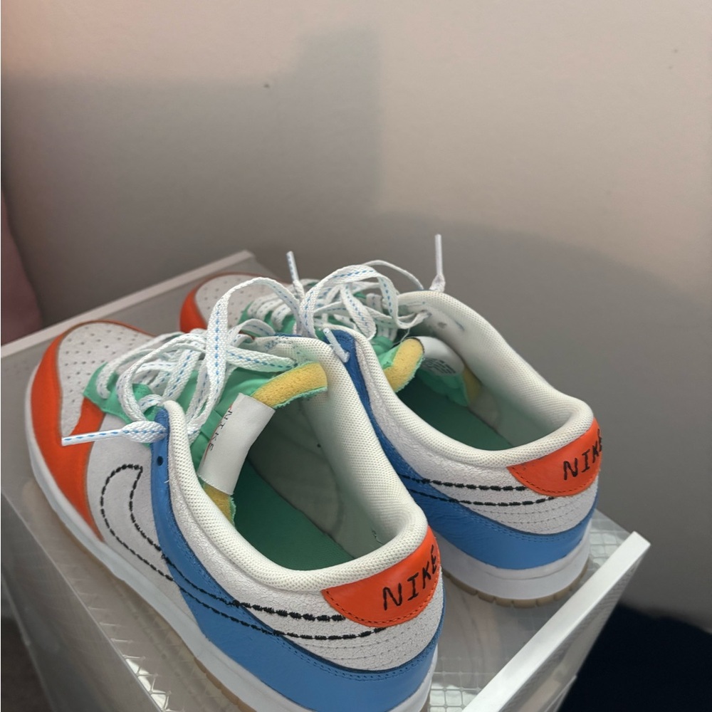 Nike Kids Orange, Blue, and Green Sneakers